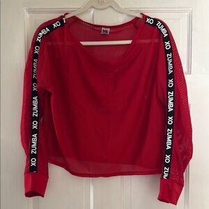 Zumba Fitness Red Mesh Sweatshirt with xoxo Logo